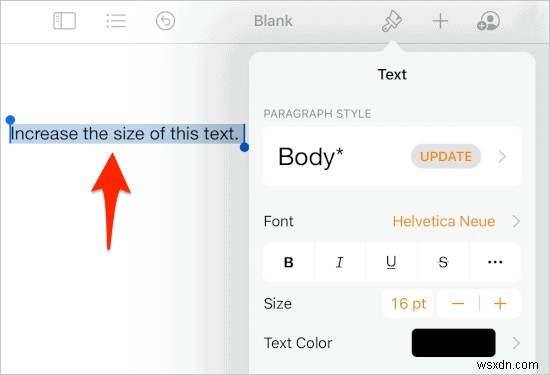 วิธีเพิ่มขนาดตัวอักษรในหน้าสำหรับ iPad 