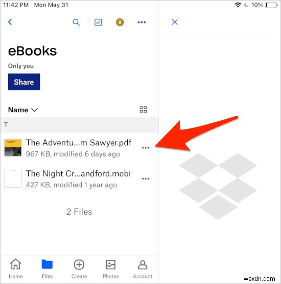 วิธีเพิ่ม PDF ลงในแอพ Apple Books โดยใช้ Dropbox 