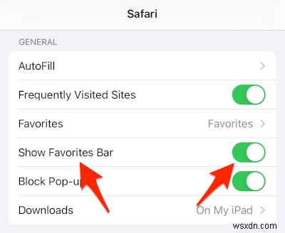 วิธีเปิดใช้งานแถบบุ๊กมาร์กใน Safari สำหรับ iPad 