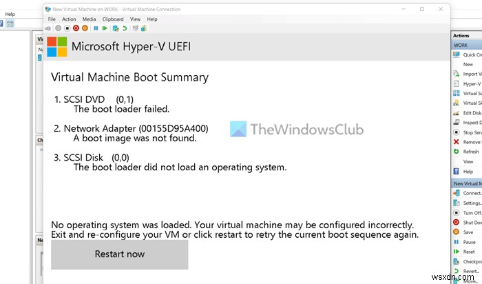 แก้ไขข้อผิดพลาดในการโหลดระบบปฏิบัติการใน Hyper-V 