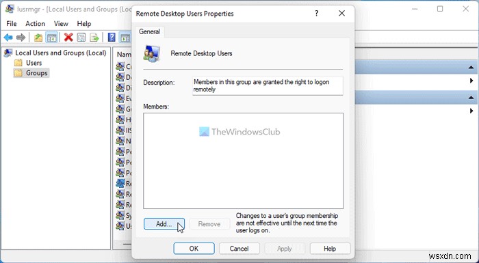 วิธีเพิ่มหรือลบผู้ใช้ Remote Desktop ใน Windows 11/10 