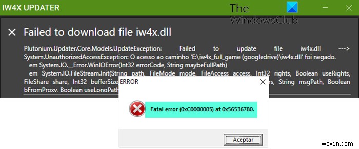 แก้ไข IW4x Fatal Error 0xC0000005 บน Windows PC 