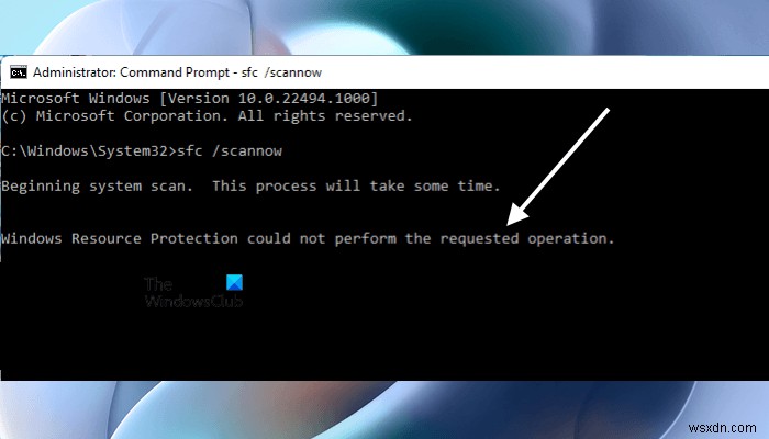 Windows Resource Protection ไม่สามารถดำเนินการตามที่ร้องขอได้ 