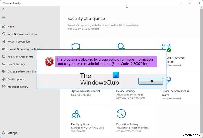 แก้ไขข้อผิดพลาด Windows Defender 0x800704ec 