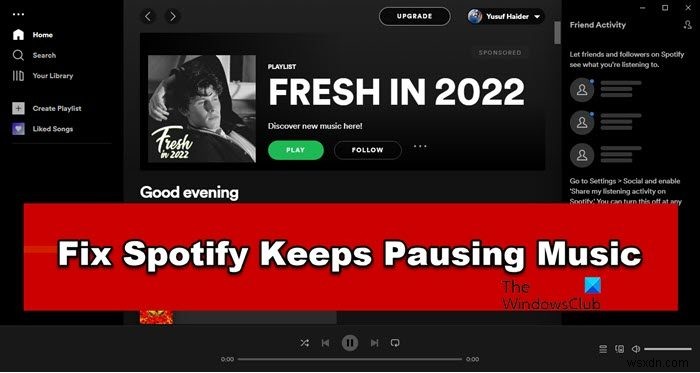 Spotify หยุดเพลงชั่วคราวหรือหยุดบน Windows PC 