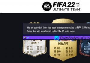 ข้อผิดพลาด FIFA 22 ในการเชื่อมต่อกับ Ultimate Team บน Windows PC 
