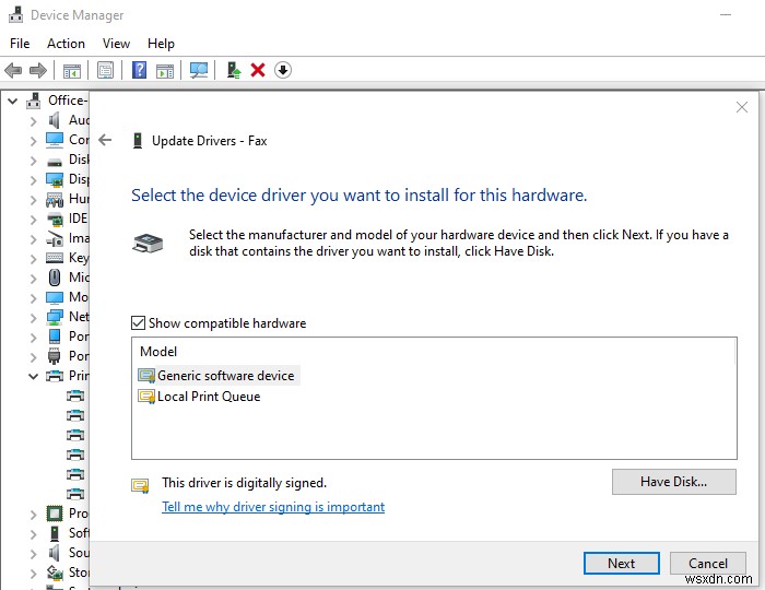 ไดรเวอร์เครื่องพิมพ์ไม่พร้อมใช้งานใน Windows 11/10 