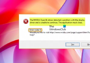 ไดรเวอร์ NVIDIA OpenGL ตรวจพบปัญหากับไดรเวอร์จอแสดงผล 