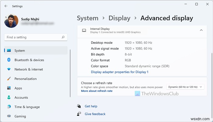 อัตราการรีเฟรชแบบไดนามิกของ Windows 11 ไม่แสดงหรือทำงาน 