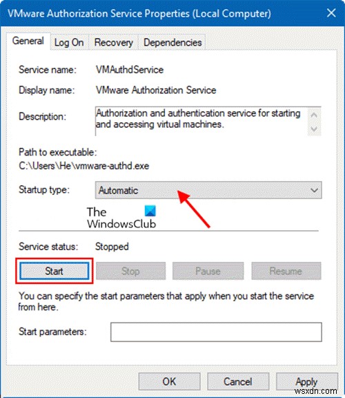 VMware Authorization Service ไม่ทำงาน 