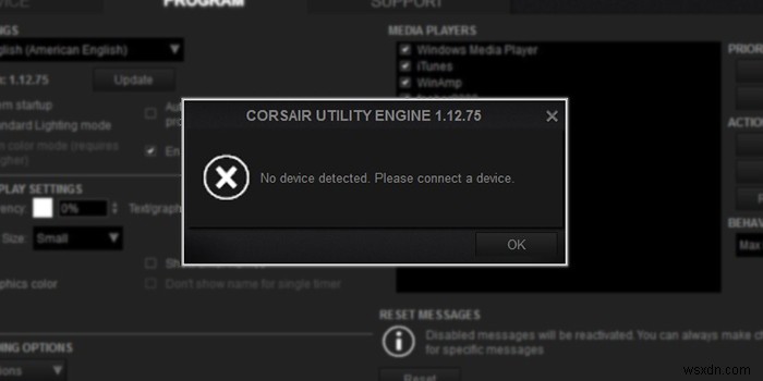 แก้ไข Corsair Utility Engine ไม่พบอุปกรณ์ที่ตรวจพบข้อผิดพลาดใน Windows 11/10 