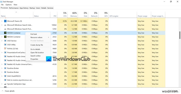 แก้ไข NVIDIA Container high Disk, GPU, การใช้หน่วยความจำบน Windows 11/10 