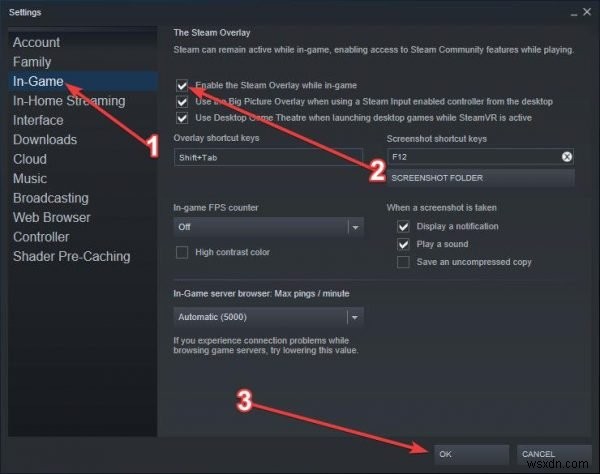 วิธีเปิดหรือปิดการใช้งาน Steam Overlay บน Windows PC 