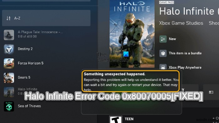 แก้ไข Halo Infinite Error Code 0x80070005 บน Windows PC 