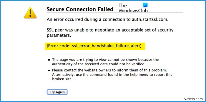 ข้อผิดพลาด SSL_ERROR_HANDSHAKE_FAILURE_ALERT [แก้ไข] 