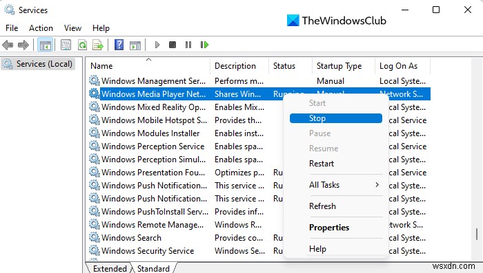 แก้ไขการใช้ CPU หรือหน่วยความจำสูง Wmpnetwk.exe บน Windows 11/10 