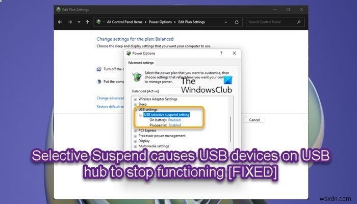 Selective Suspend ทำให้อุปกรณ์ USB บนฮับ USB หยุดทำงาน 