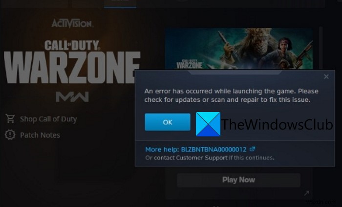 BLZBNTBNA00000012 เกิดข้อผิดพลาดขณะเปิดใช้ Call of Duty Warzone Pacific 
