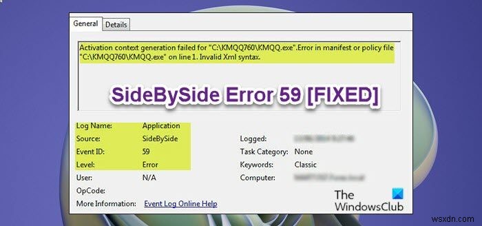 แก้ไขข้อผิดพลาด SideBySide 59 บนคอมพิวเตอร์ Windows 