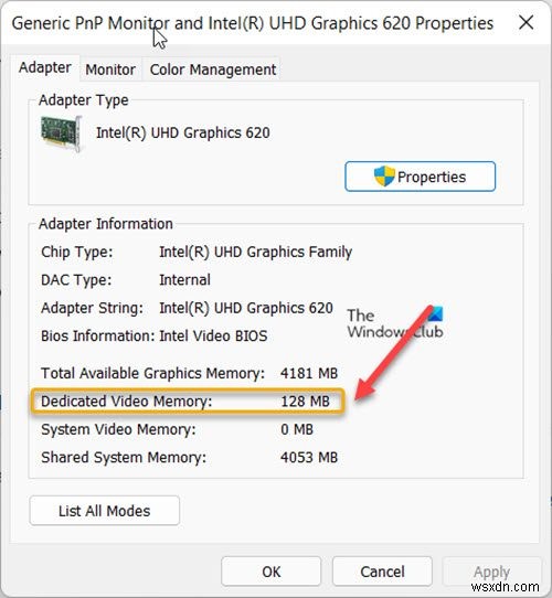 วิธีตรวจสอบจำนวน Video RAM (VRAM) ที่คุณมีใน Windows 11/10 