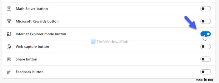 วิธีการเพิ่มหรือลบปุ่มโหมด Internet Explorer บนแถบเครื่องมือ Edge