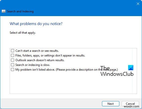 ตัวแก้ไขปัญหาการค้นหาและจัดทำดัชนี:แก้ไขและซ่อมแซมการค้นหาที่เสียหายใน Windows 11/10 ได้อย่างง่ายดาย 
