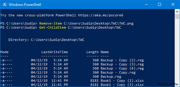 วิธีลบไฟล์และโฟลเดอร์โดยใช้ Windows PowerShell 