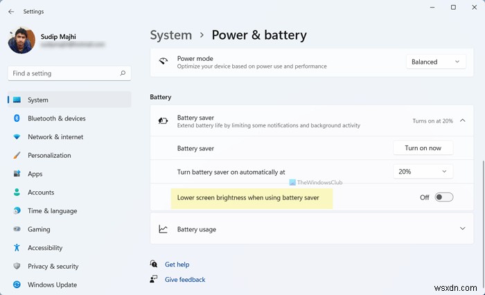 ป้องกันไม่ให้ Windows ลดความสว่างเมื่อใช้ตัวประหยัดแบตเตอรี่ 