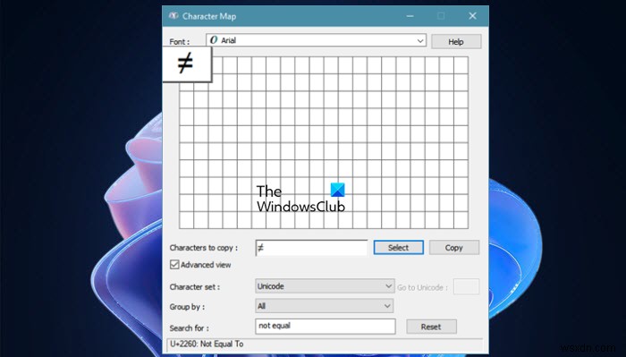 วิธีพิมพ์ Not equal sign บนคีย์บอร์ดใน Windows 11/10 