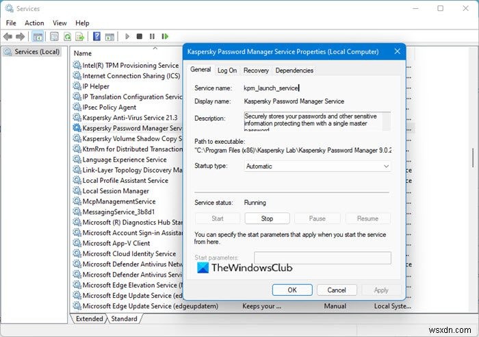 Kaspersky Password Manager Service ไม่ตอบสนองใน Windows 11 