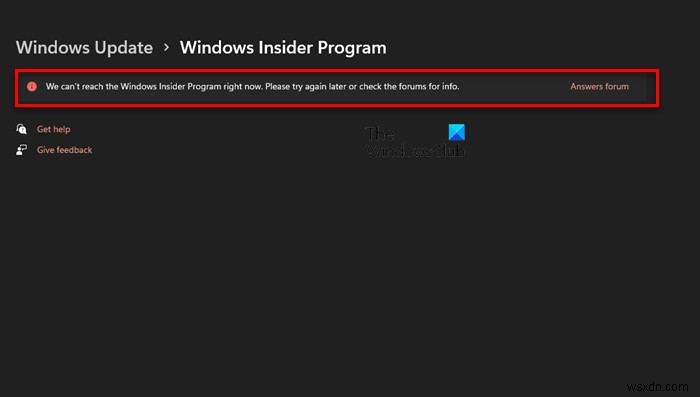 เราไม่สามารถเข้าถึง Windows Insider Program ได้ในขณะนี้ 