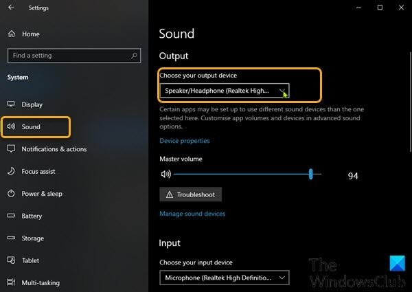 วิธีการเปลี่ยนอุปกรณ์เอาท์พุตเสียงเริ่มต้นใน Windows 11/10 