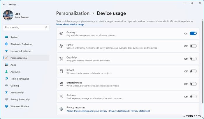 การตั้งค่าส่วนบุคคลของ Windows 11 จะช่วยคุณปรับแต่งพีซีของคุณ 