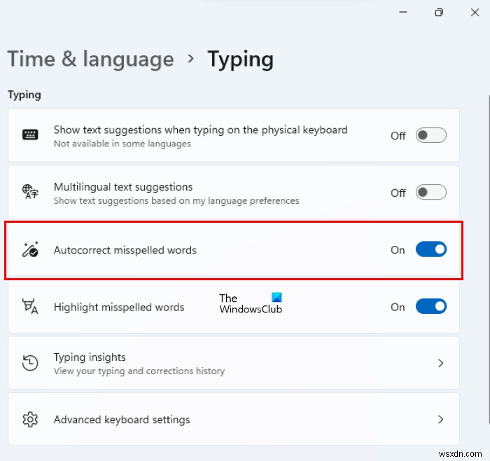 วิธีเปิดหรือปิด Typing Insights ใน Windows 11 