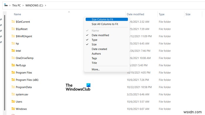 วิธีเปลี่ยนขนาดความกว้างคอลัมน์ของ File Explorer ใน Windows 11/10 