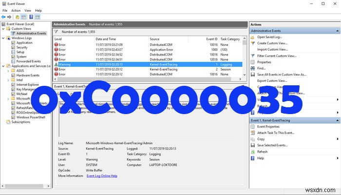 แก้ไขรหัสข้อผิดพลาด 0xC0000035 ใน Event Viewer บน Windows 11/10 