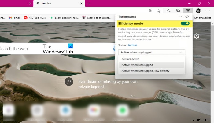 วิธีปิดใช้งานหรือเปิดใช้งานโหมดประสิทธิภาพใน Microsoft Edge 