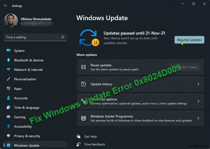 แก้ไขข้อผิดพลาด Windows Update 0x8024D009 