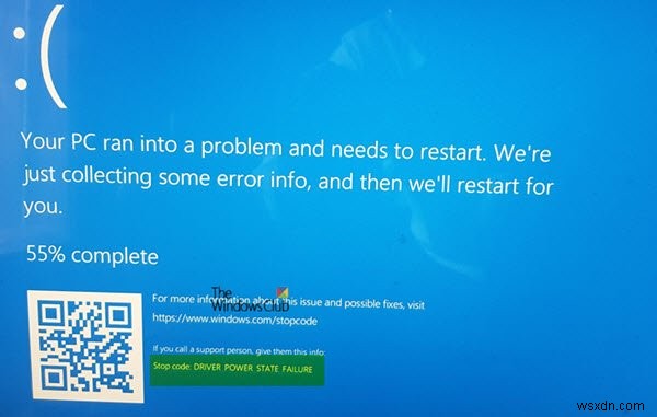 แก้ไขข้อผิดพลาด DRIVER POWER STATE FAILURE ใน Windows 11/10 