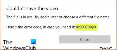 แก้ไขข้อผิดพลาดแอพ Photos 0x80070020 บน Windows 11/10 