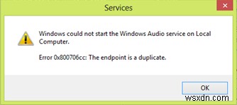 Windows ไม่สามารถเริ่มบริการ Windows Audio บน Local Computer 