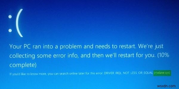 แก้ไขข้อผิดพลาด rtwlane.sys Blue Screen บน Windows 11/10 