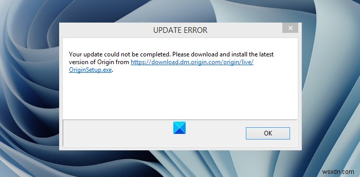 แก้ไขข้อผิดพลาด EA Origin Update – ไม่สามารถอัปเดตของคุณให้เสร็จสิ้นได้ 