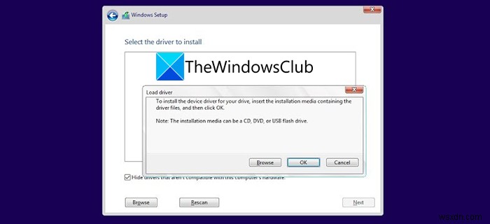 แก้ไขข้อผิดพลาด Select the driver to be installed ระหว่างการติดตั้ง Windows 