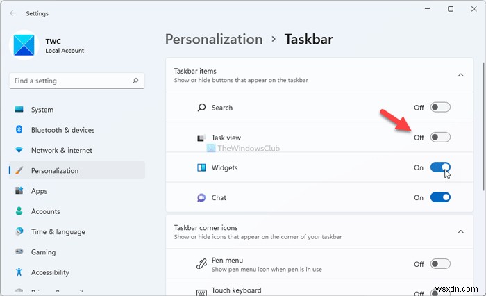วิธีลบไอคอน Search, Task View, Chat หรือ Widgets ออกจาก Taskbar ของ Windows 11 
