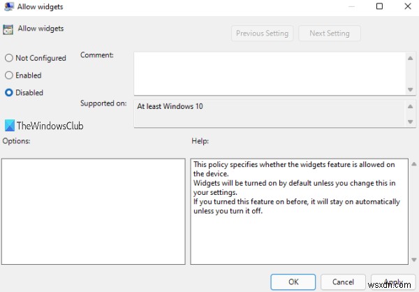 วิธีปิดการใช้งานวิดเจ็ตใน Windows 11 โดยใช้ Registry หรือ Group Policy Editor 