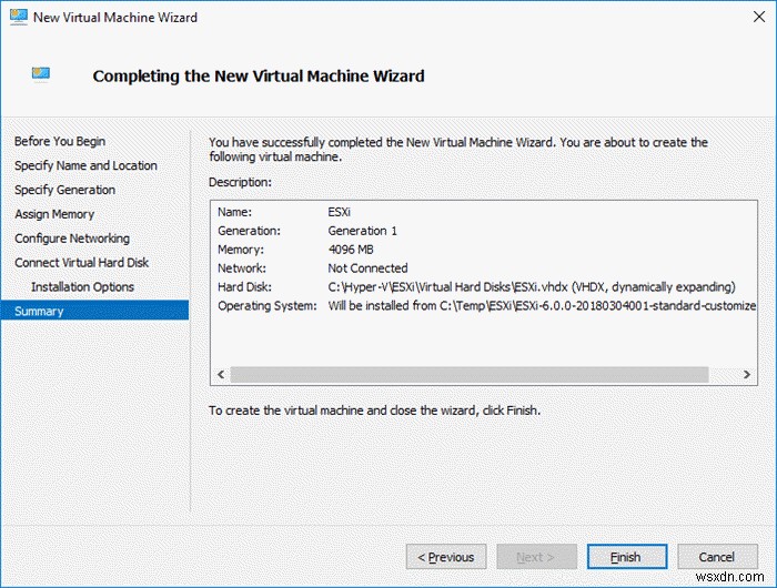 วิธีการติดตั้ง VMWare ESXi ใน Hyper-V Virtual Machine 