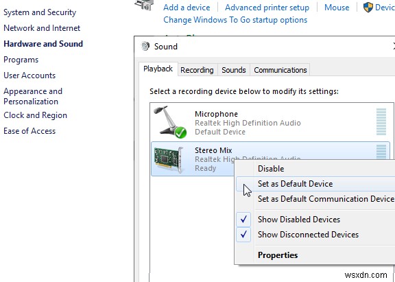 Stereo Mix ไม่ทำงานหรือเลือกเสียงใน Windows 11/10 