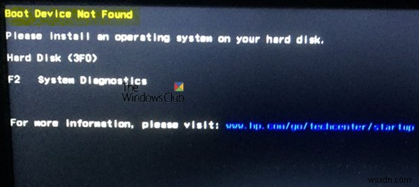 แก้ไขข้อผิดพลาด Boot Device Not Found ใน Windows 11/10 