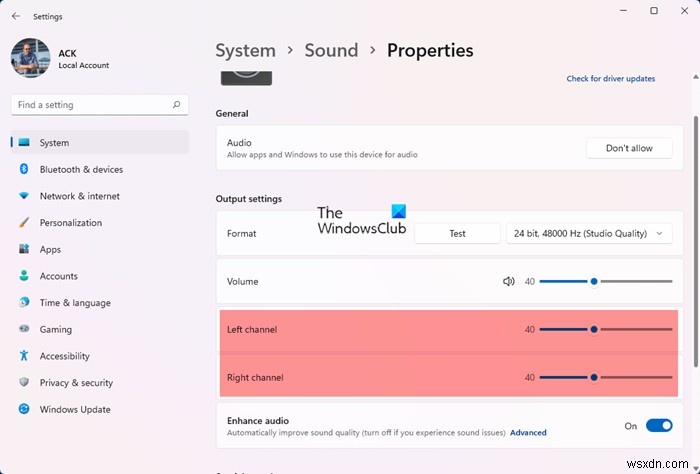 ปรับสมดุลเสียงสำหรับช่องสัญญาณซ้ายและขวาใน Windows 11/10 